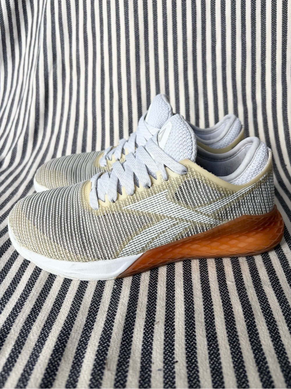 Reebok Women's Gray & Tan Knit Athletic Sneakers with Amber Sole